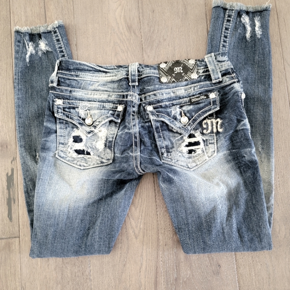 MISS ME Distressed Signature Ankle Skinny Jeans 27 NWOT